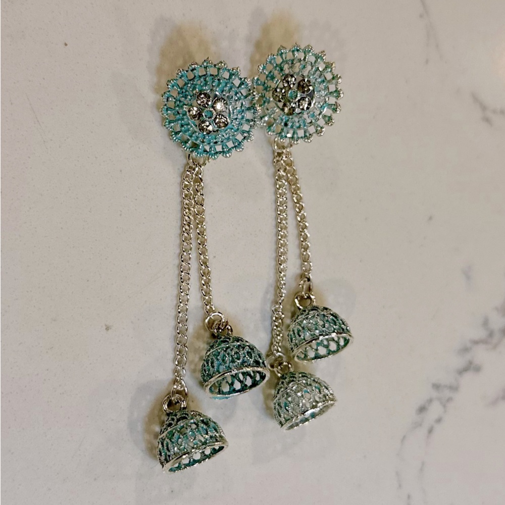 Elegant Silver and Blue Dangle Earrings